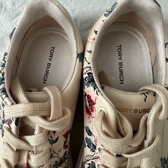 Tory Burch Howell Court Lyonnaise Low Top Floral Leather Sneaker … - Picture 9 of 13
